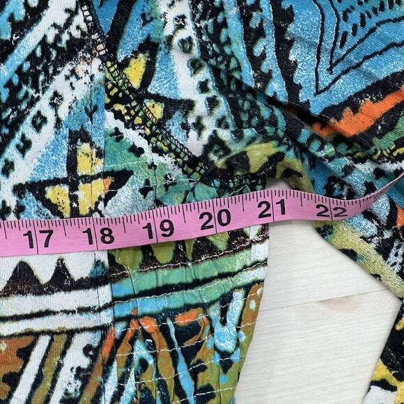 Chicos Full Zip Jacket Size 2 Large Tribal Art To Wear Long Sleeve Smocked Back - Picture 13 of 14